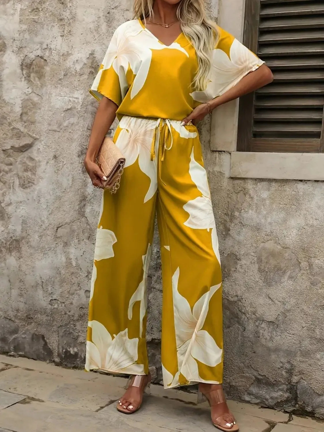 Top and Wide Leg Pants Set WOMEN - CHIC TB