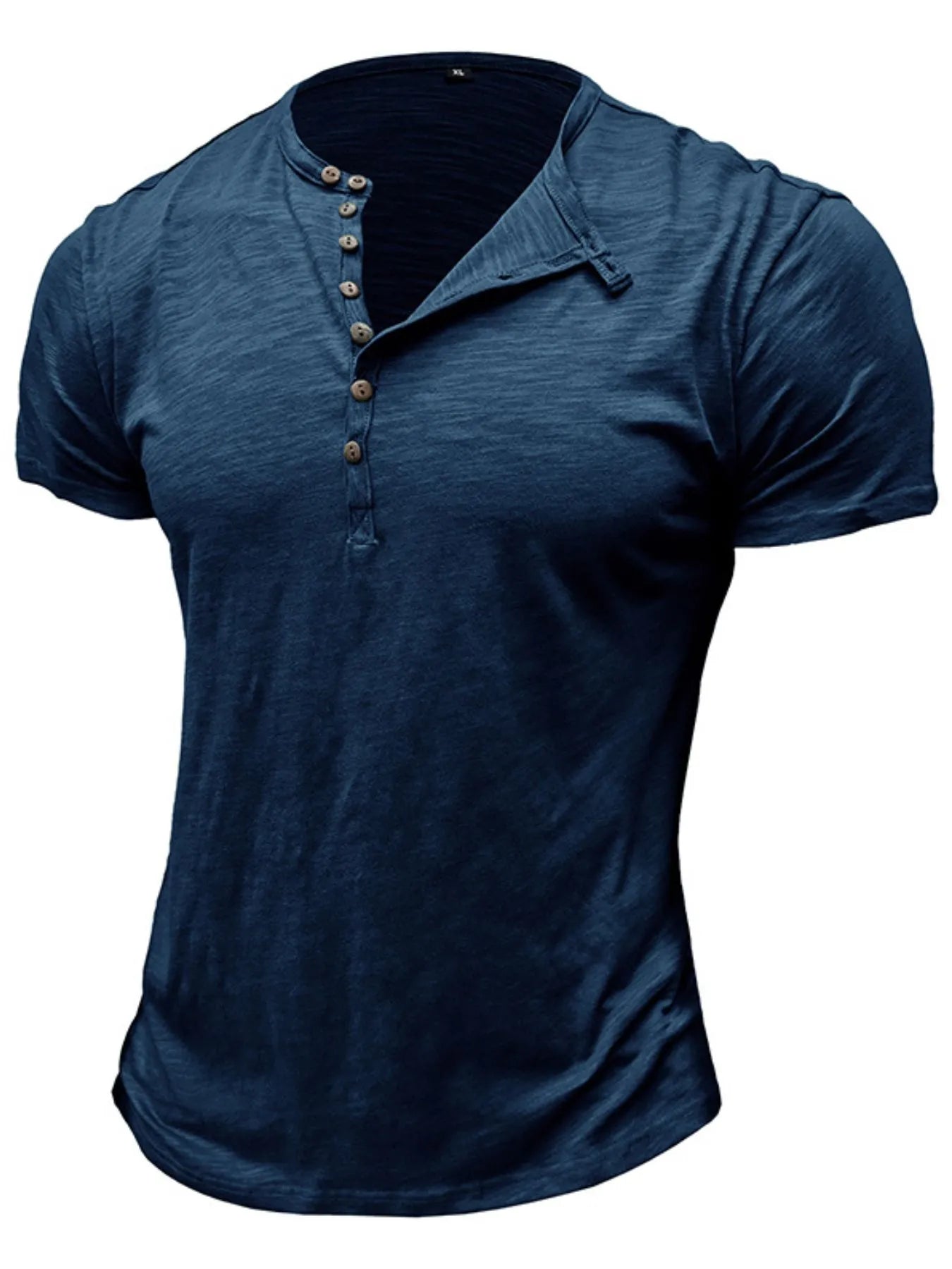 Men's Casual Henley Short Sleeve Button Top.