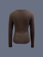 Womens Ruched Long Sleeve Top With Stretchy Floral Cuff Detail