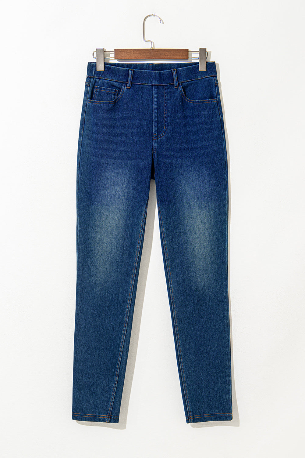 Ashleigh Blue Multiple Pockets Straight Leg Washed Stretchy Knit Casual Jeans Dear-Lover Dropshipping