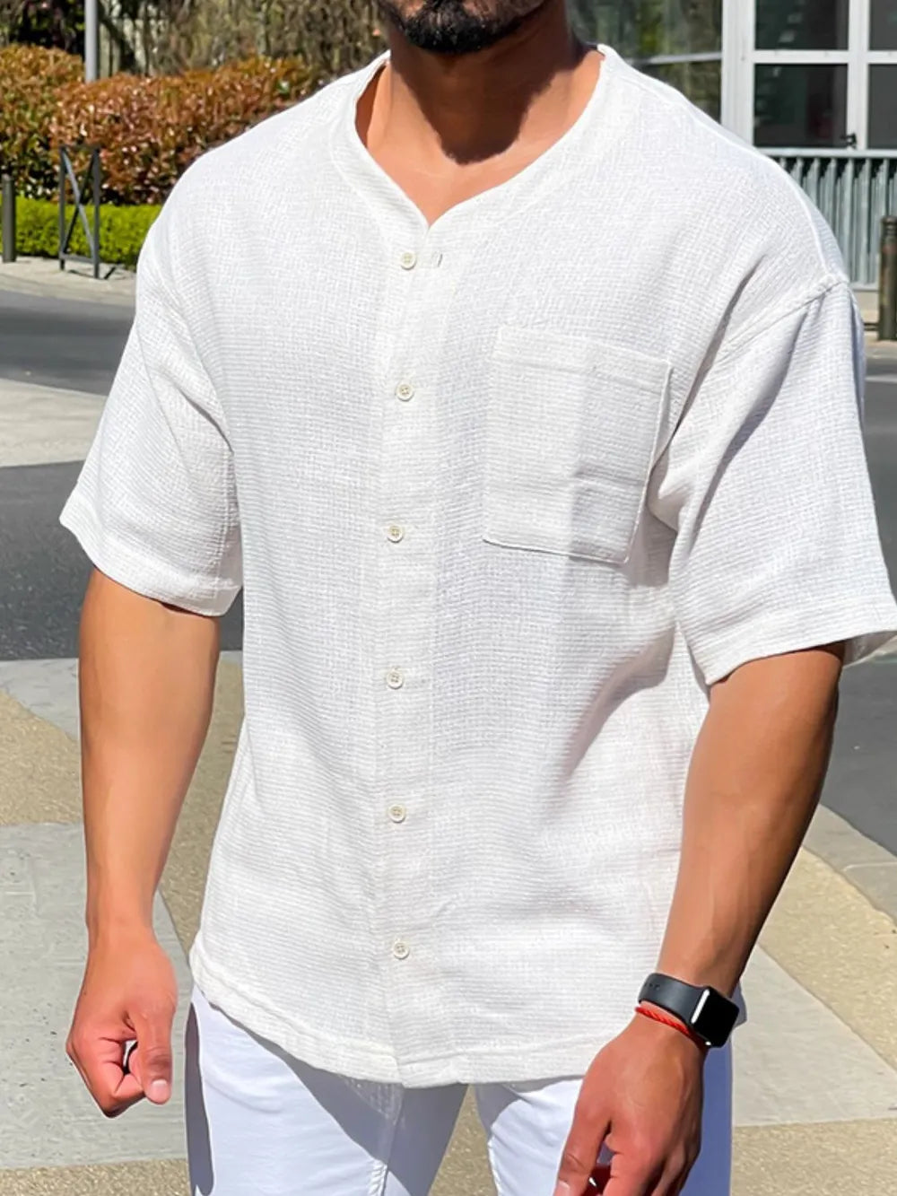 Men's Plus Size Chest Pocket Button Down Shirt.