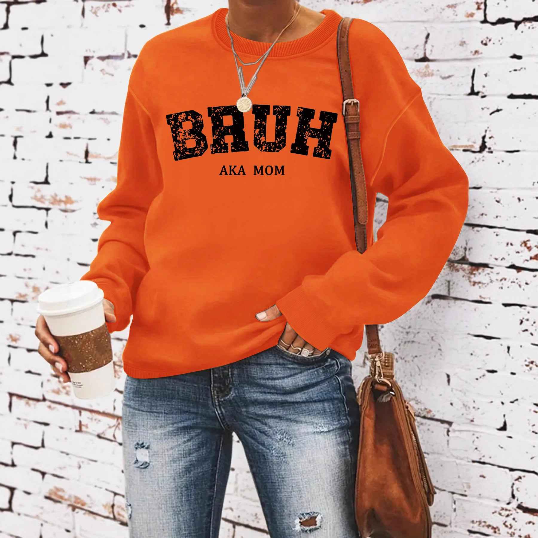 BRUH AKA MOM printed long sleeved sweatshirt