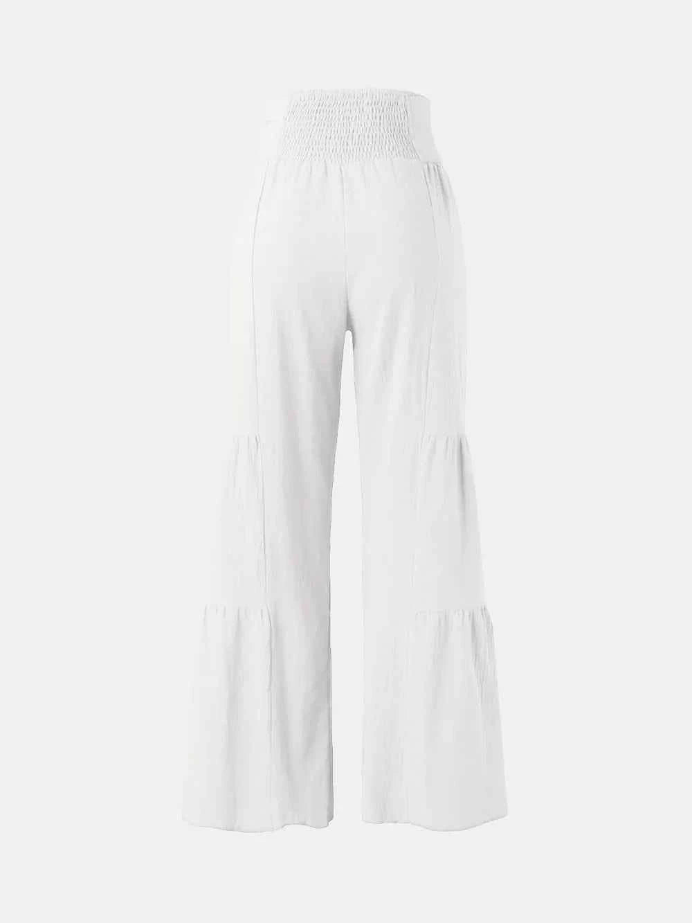 Tied Ruched Wide Leg Pants.