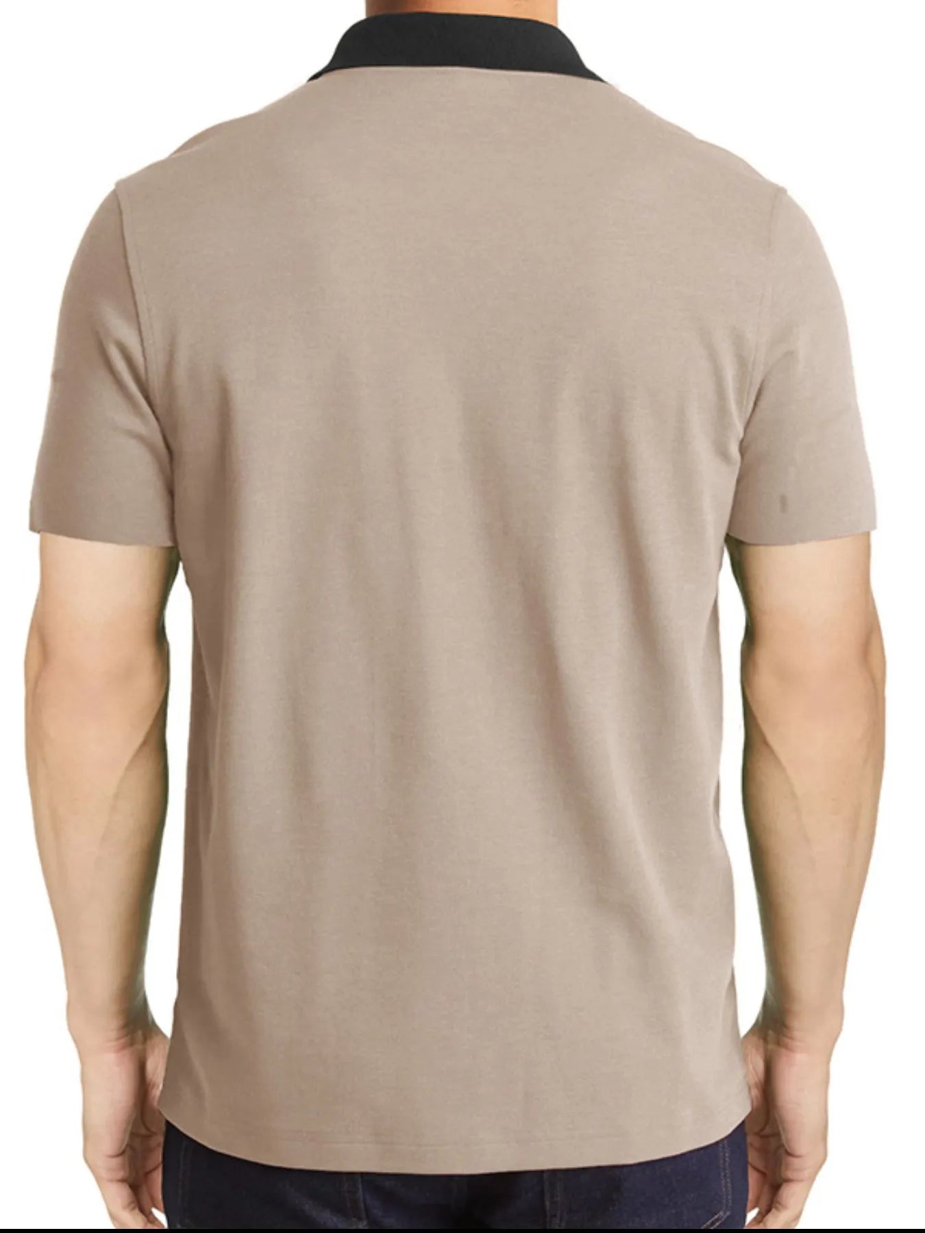 Men's Contrast Collar Quarter-Zip Polo Shirt.