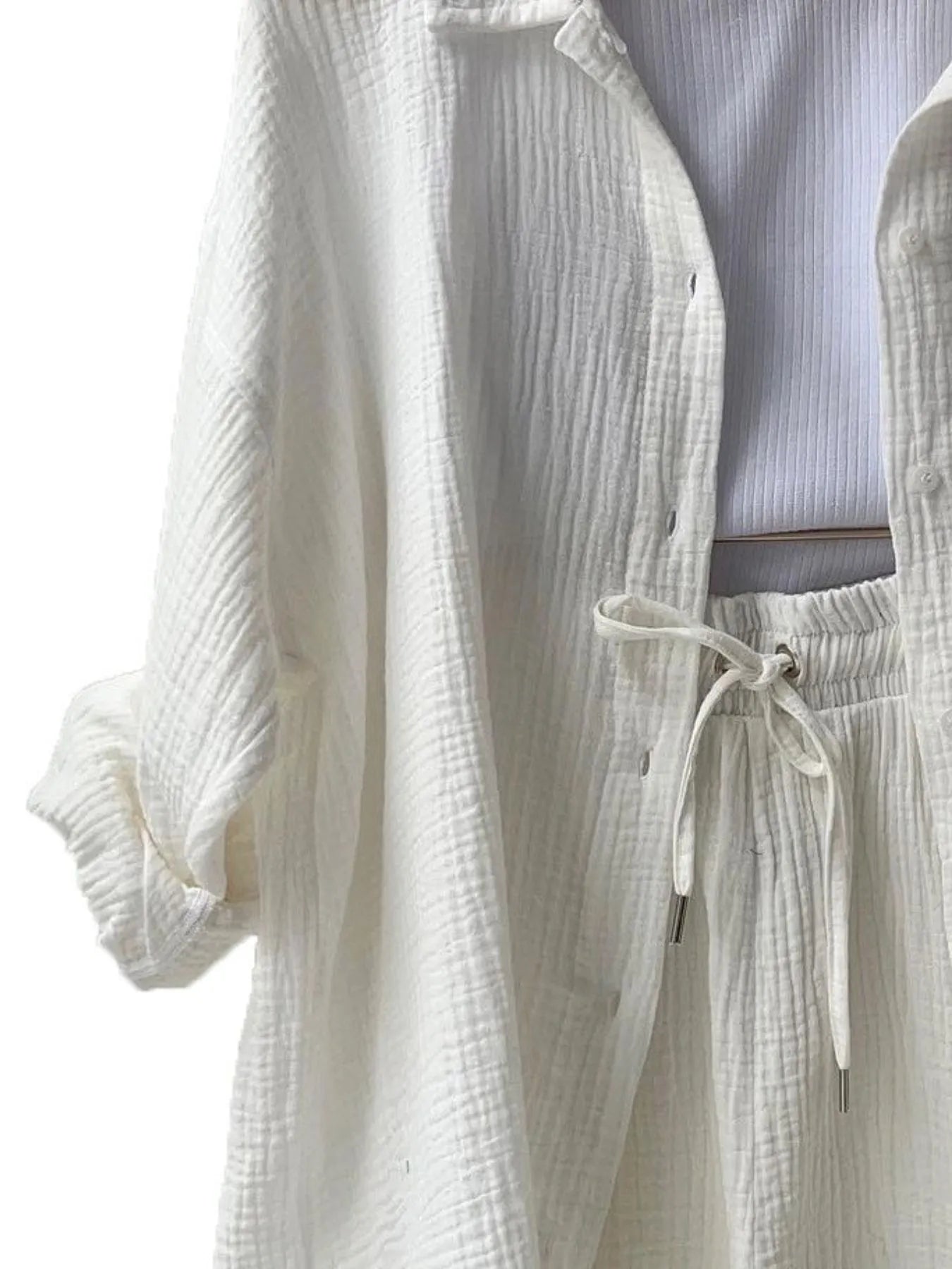 Button Up Shirt and Shorts Set for women.