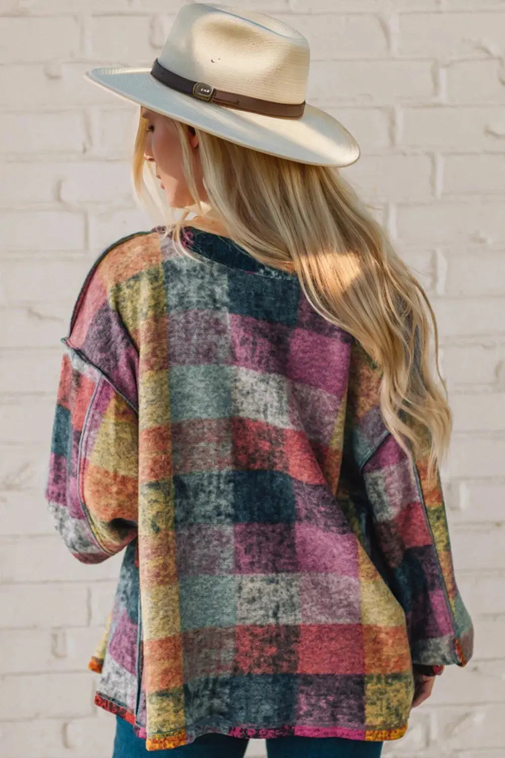 Double Take Full Size Exposed Seam Button Up Fleece Shacket.