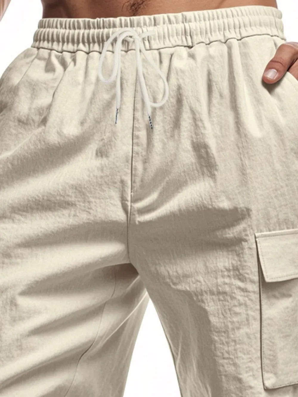 Men's Full Size Drawstring Shorts with Cargo Pockets Plus Size.