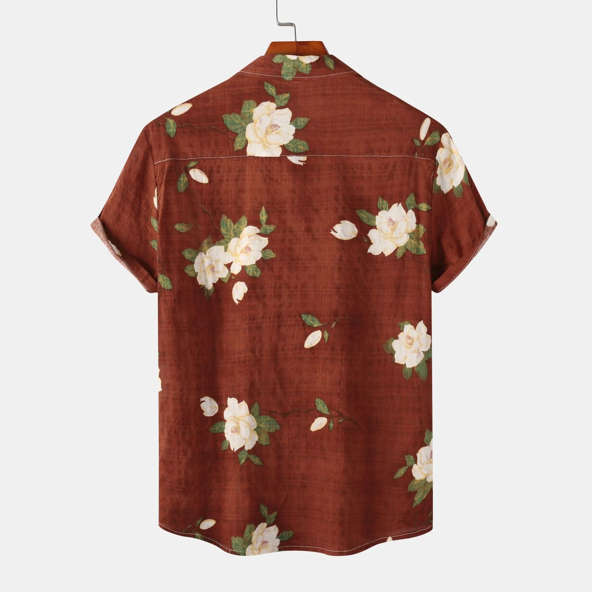 Men's Plus Size Floral Print Short Sleeve Button Down Shirt.
