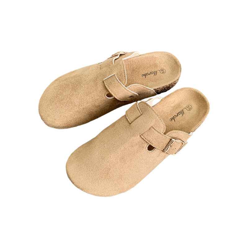 Thick-soled Half-drag Retro Unique Lazy Outdoor Unisex Slip-on Closed-toe Sandals