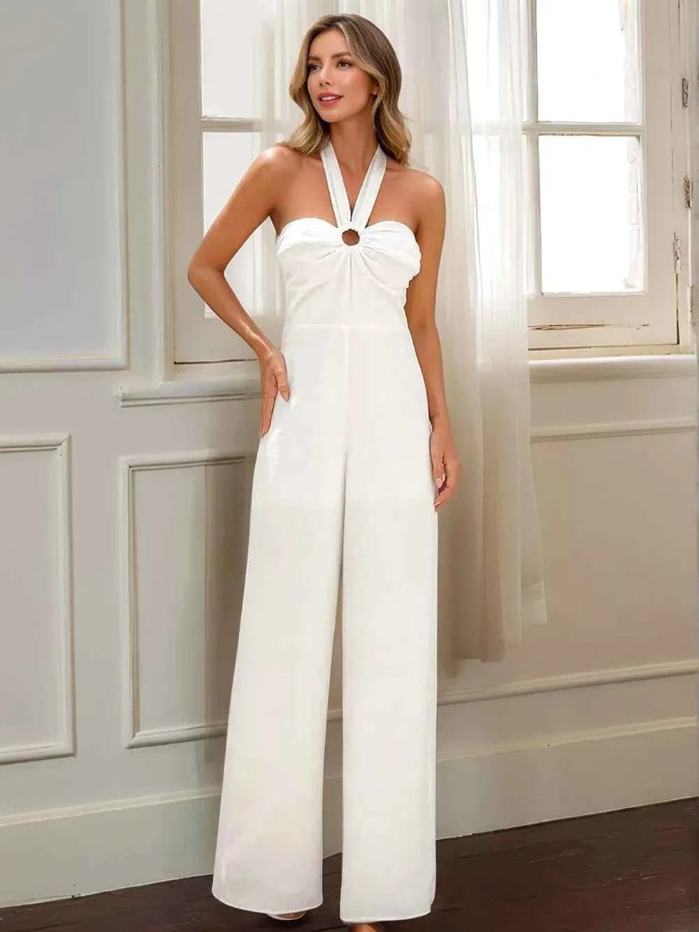 Halter Neck Wide Leg Jumpsuit.