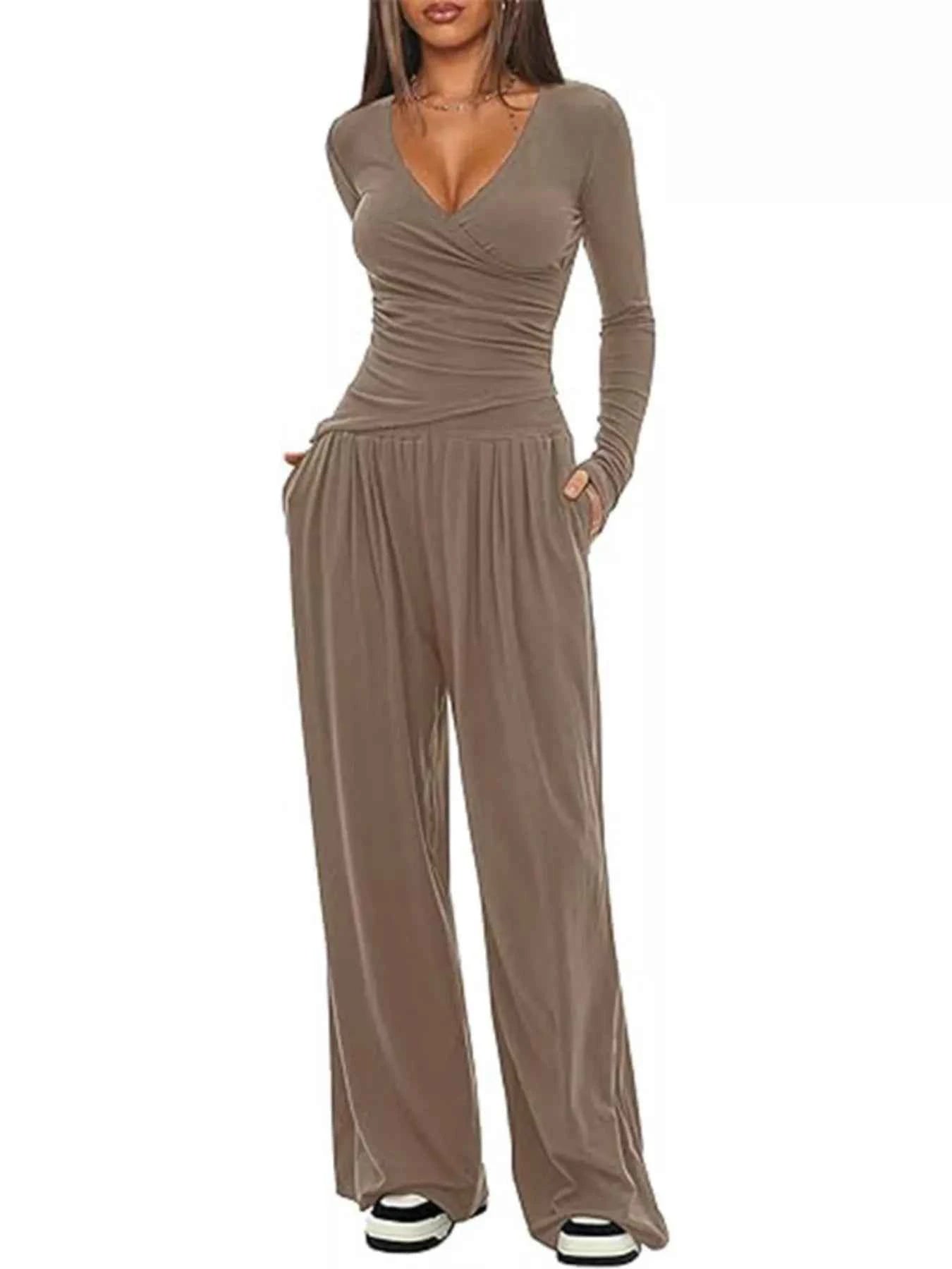 Casual Long Sleeve Top and Pants Two-Piece Set