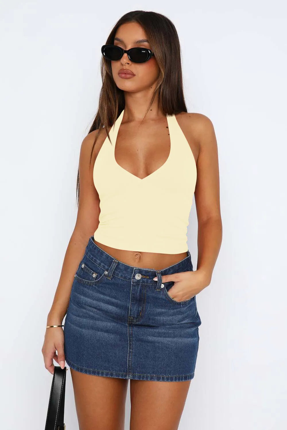 Lovelet Halter Neck Cropped Slim Cami.