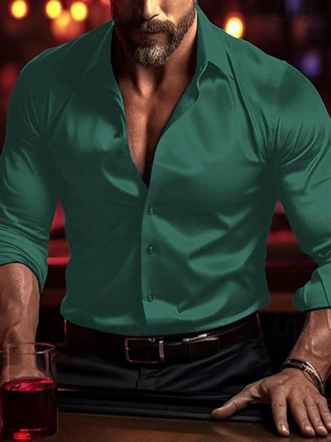 Men's Full Size Collared Neck Long Sleeve Shirt Plus Size.