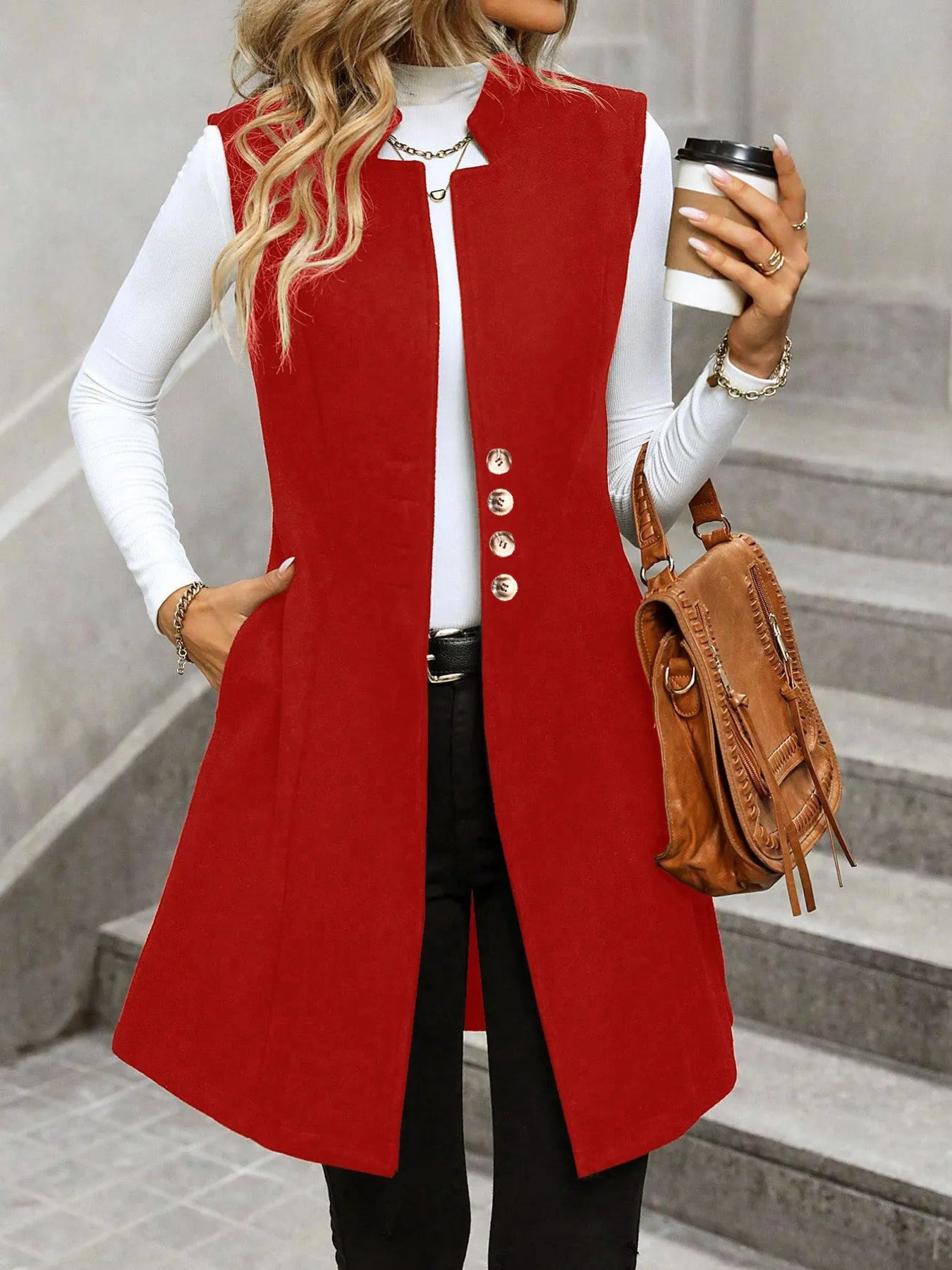 Button Up Longline Vest Coat.