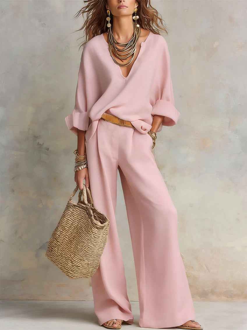 Fashionable Casual Linen Loose Vacation Set
