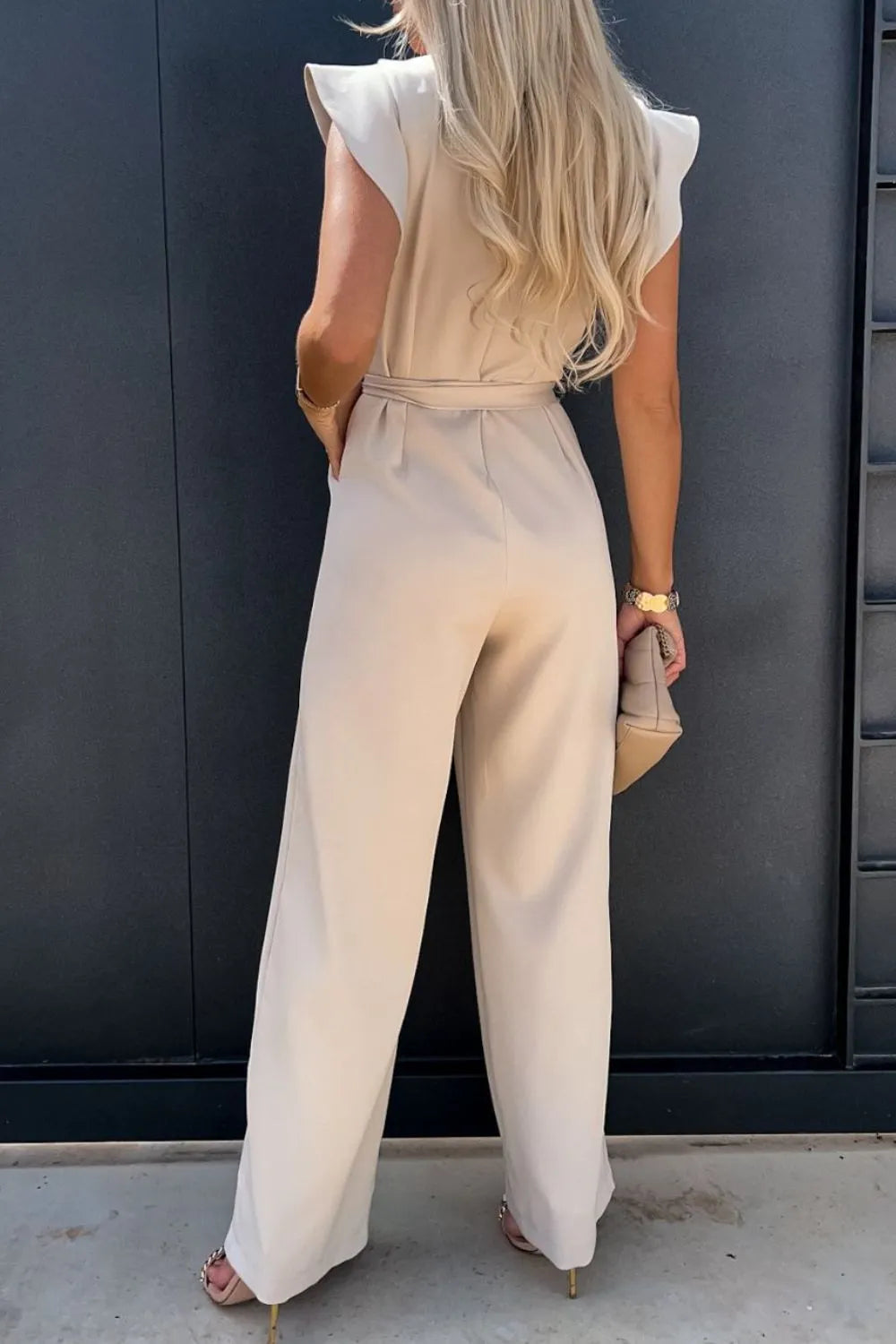 Ruffle Short Sleeve Jumpsuit.