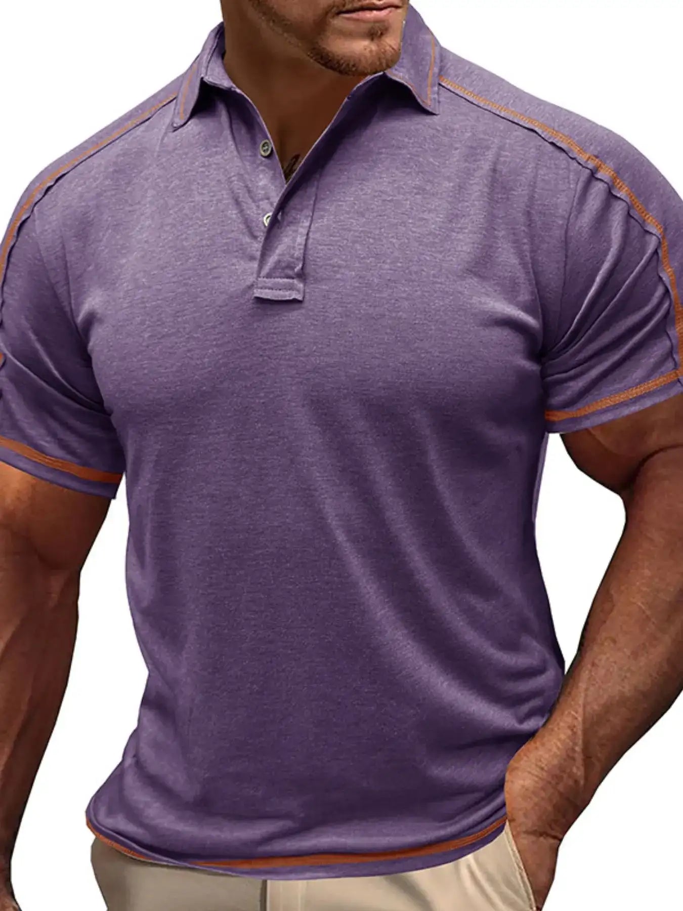 Men's Collared Neck Polo Shirt with Contrast Piping.