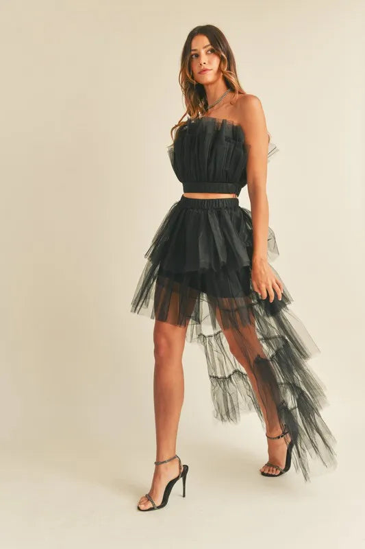 Crop Top and High Low Maxi Skirt Set - CHIC TB