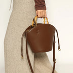 New design bucket bag fashion bamboo handle soft leather women bag single shoulder crossbody bag eprolo
