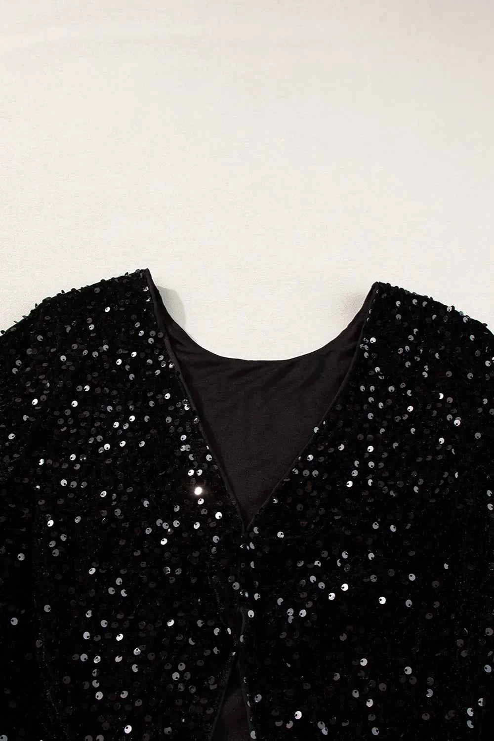 Sequin Round Neck Long Sleeve Blouse