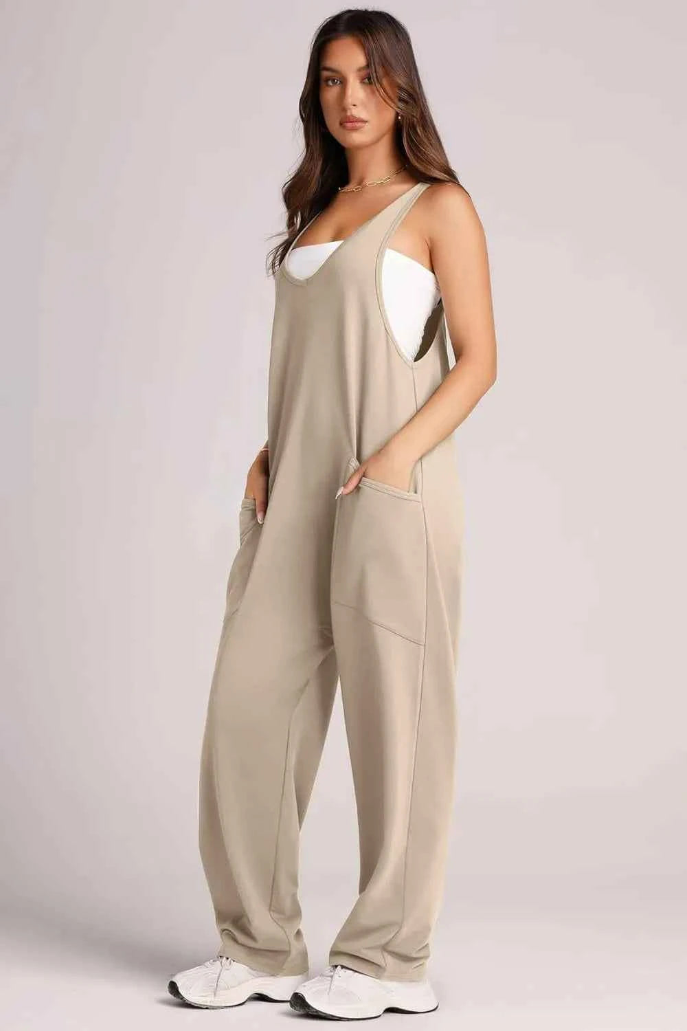 Lovelet V-Neck Wide Strap Overalls