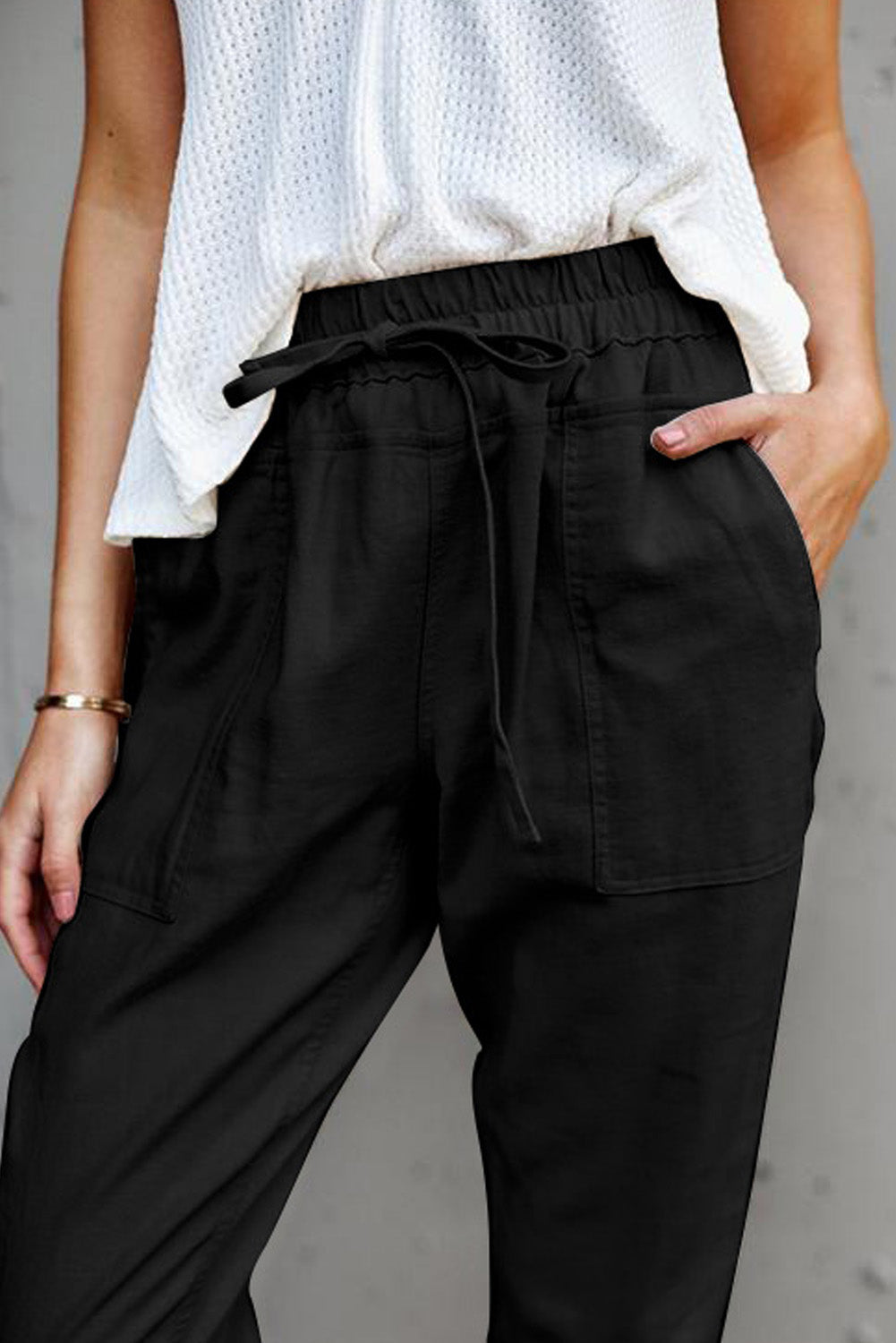 Black Causal Pockets Pants Dear-Lover Dropshipping