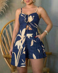 Split Back Vest And Shorts Set