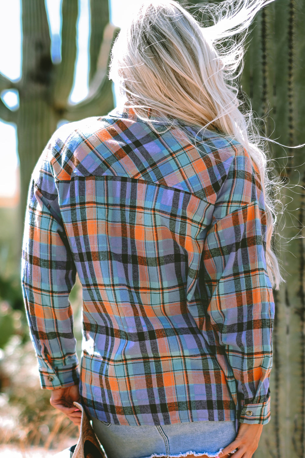 Orange Plaid Print Loose Vintage Shirt Dear-Lover Dropshipping
