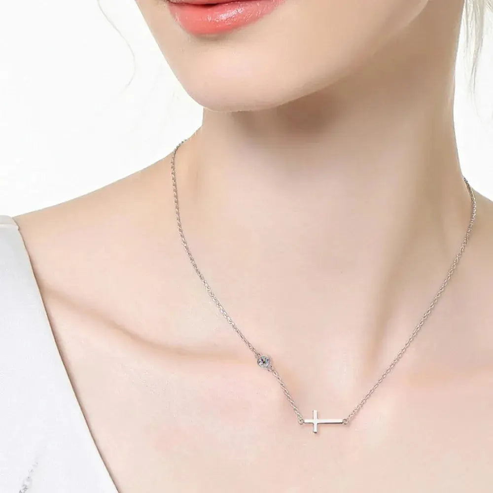 Cross 925 Sterling Silver Moissanite Necklace.