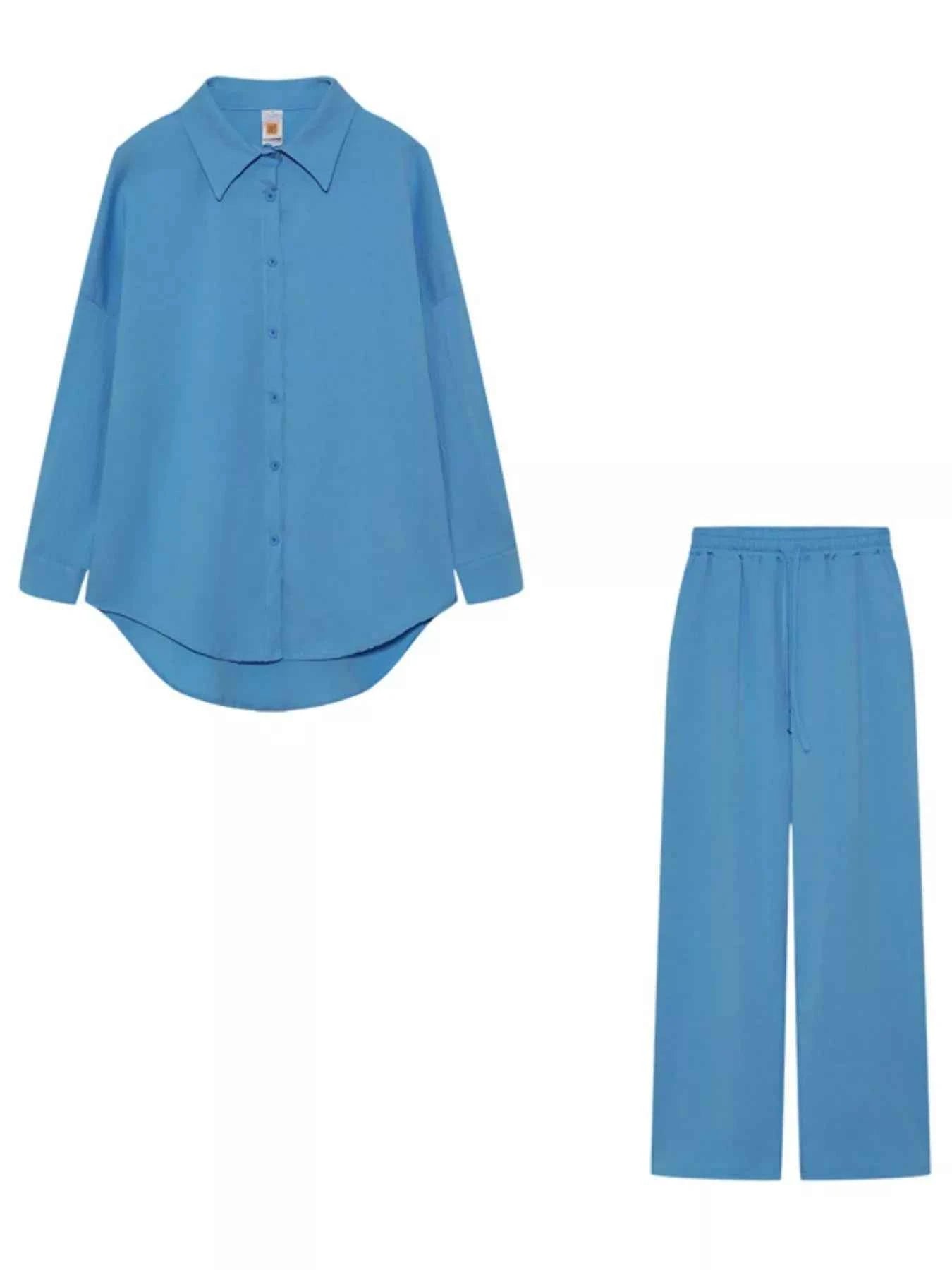 Full Size Button Up Shirt and Pants Set Plus Size