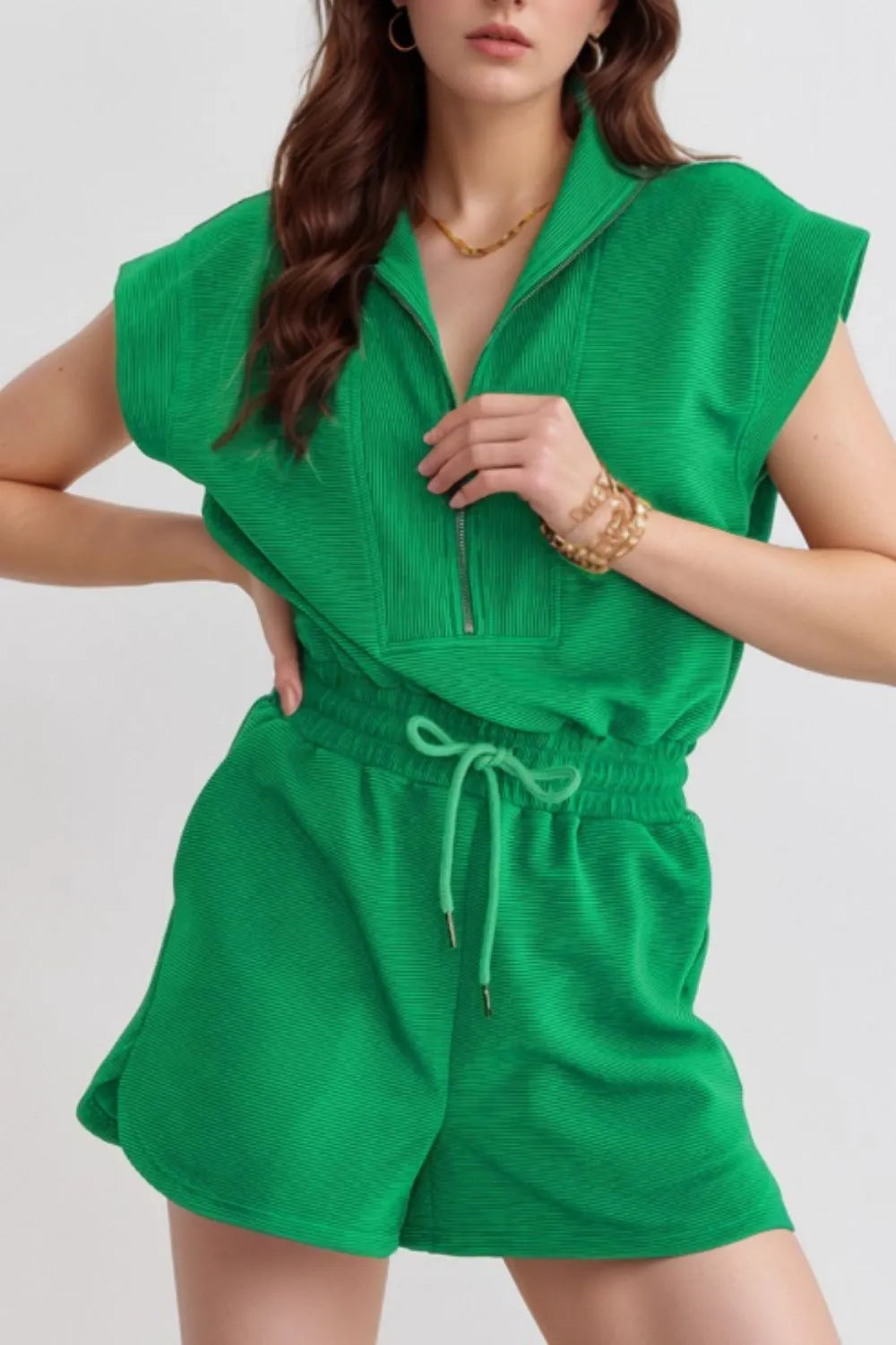 Waist Half Zip Romper.