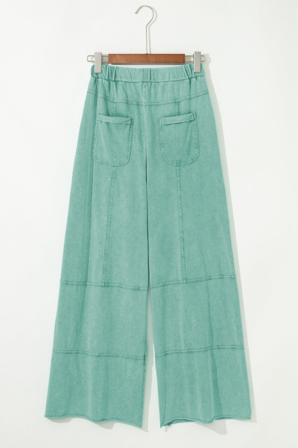 Mint Green Mineral Wash Exposed Seam Drawstring Elastic Waistband Wide Leg Cargo Pants Dear-Lover Dropshipping