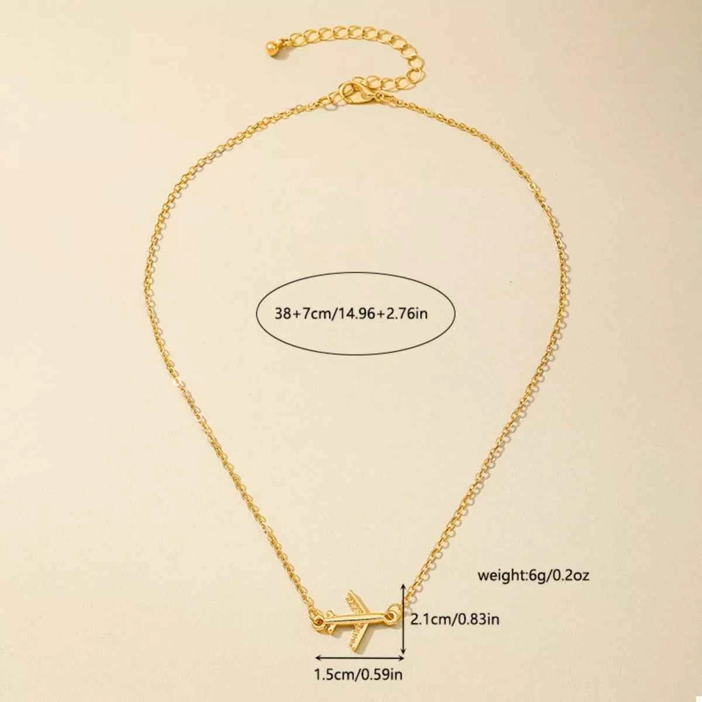 18K Gold-Plated Airplane Necklace