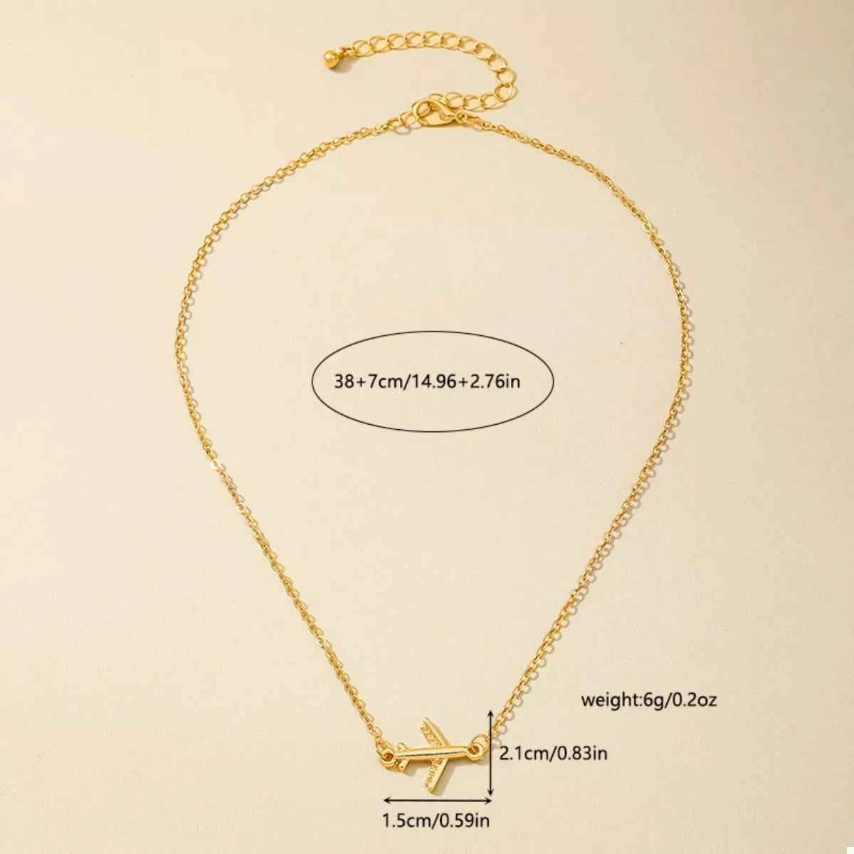 18K Gold-Plated Airplane Necklace