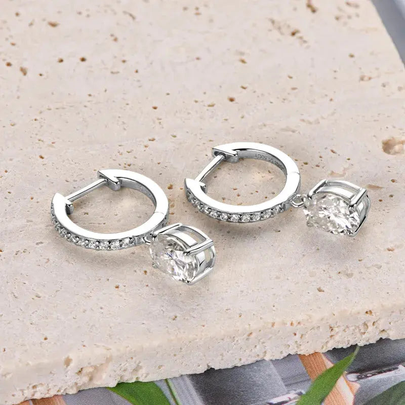 3 Carat Moissanite 925 Sterling Silver Earrings.