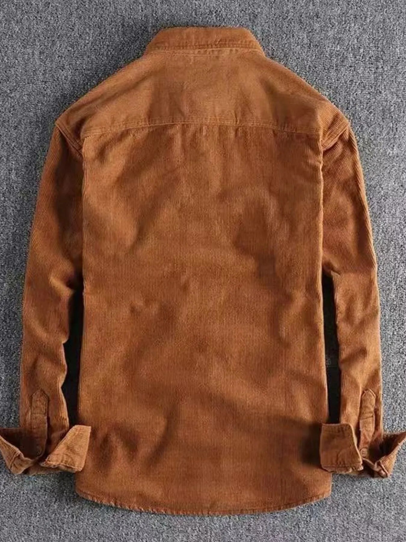 Brown Corduroy Long Sleeve Button Up Shirt for MEN.