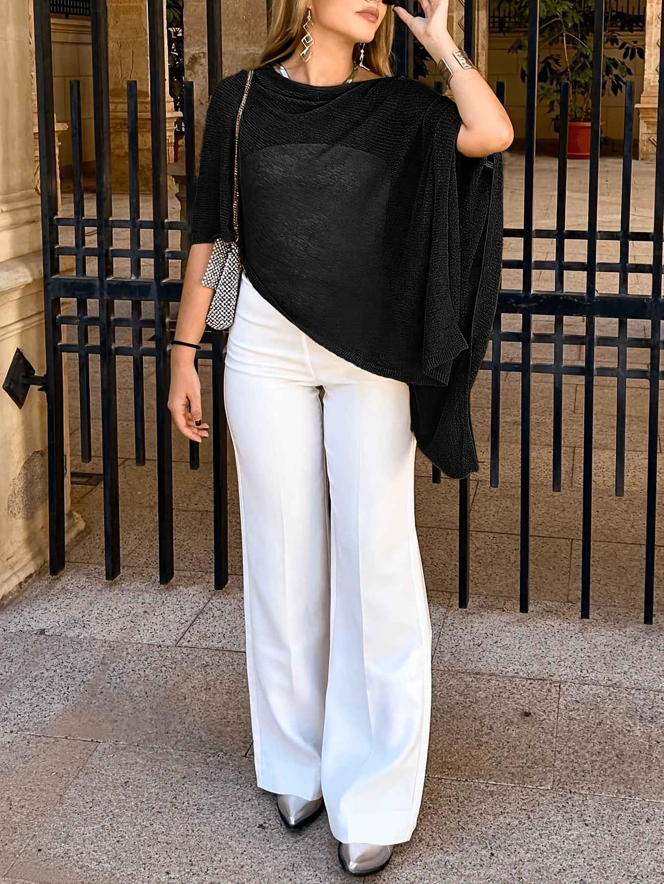 Irregular Cloak Shawl Sun-protection Top Loose-lazy-style Tunic