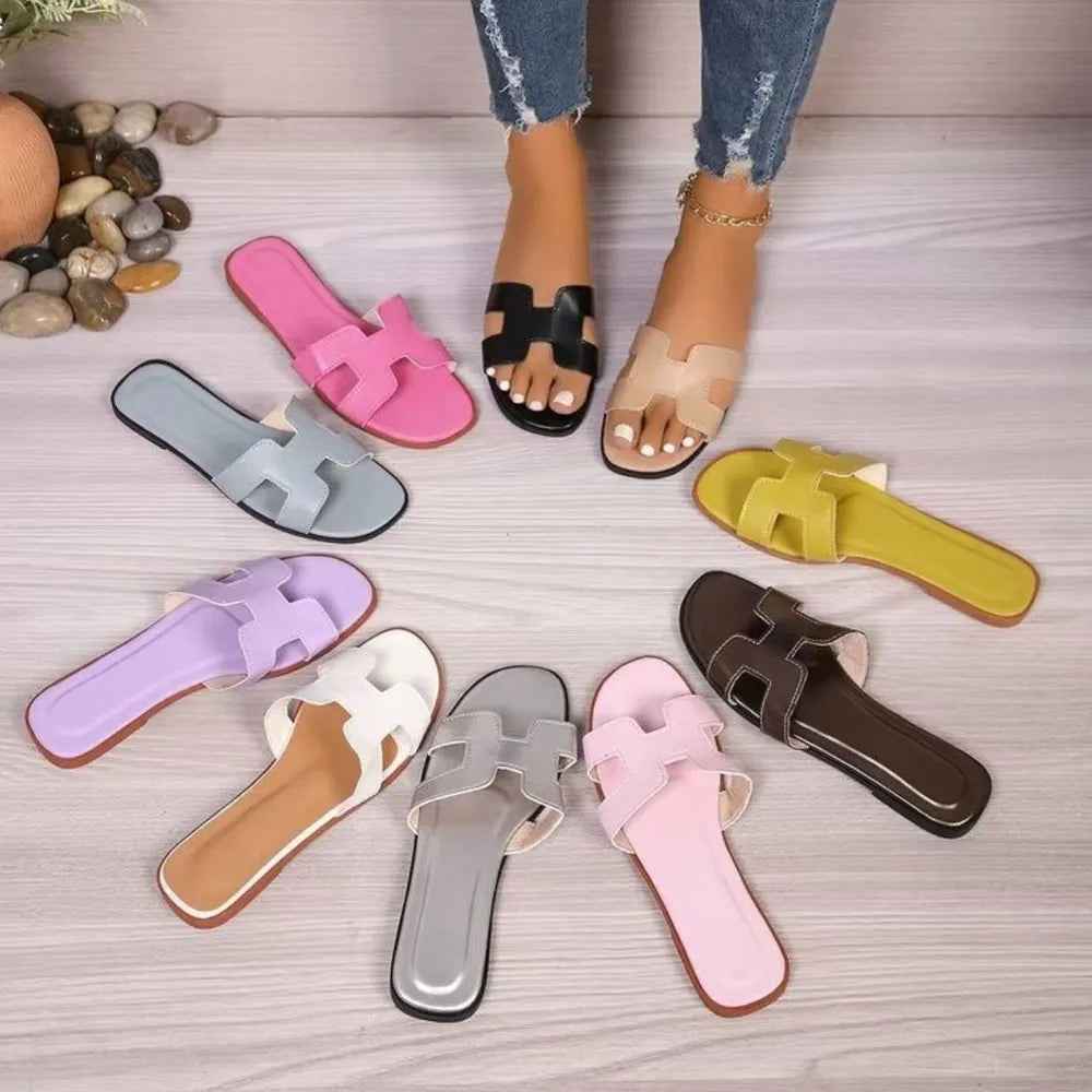Flat bottomed comfortable one-piece cool slippers fashionable women's one foot sandal