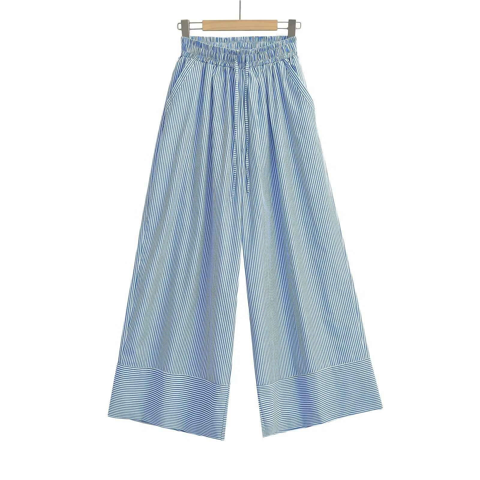 Striped wide leg pants for women