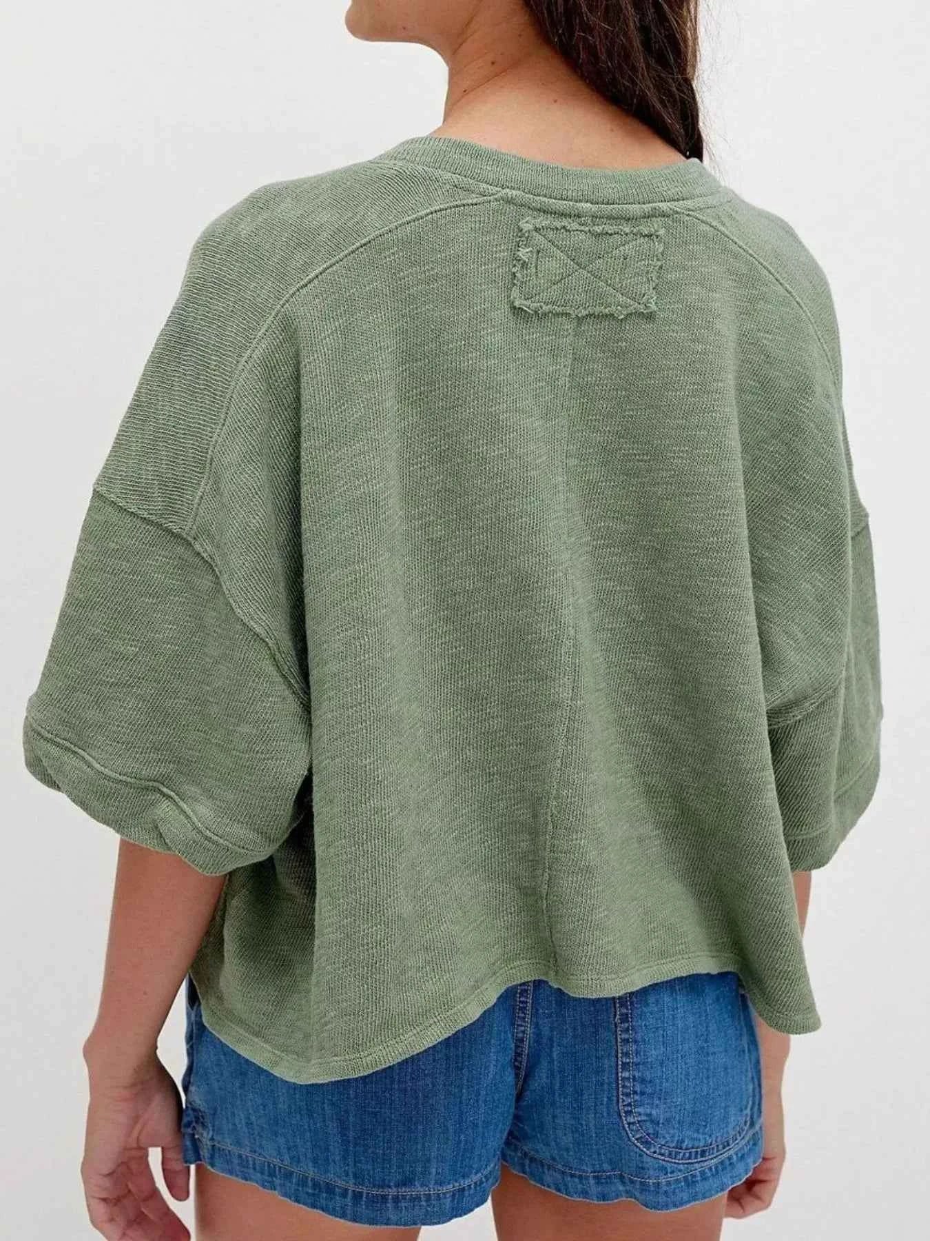 Button-Front Half Sleeve Cardigan