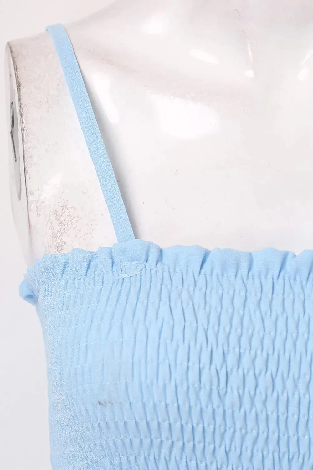 Smocked Spaghetti Strap Wide Leg Jumpsuit.