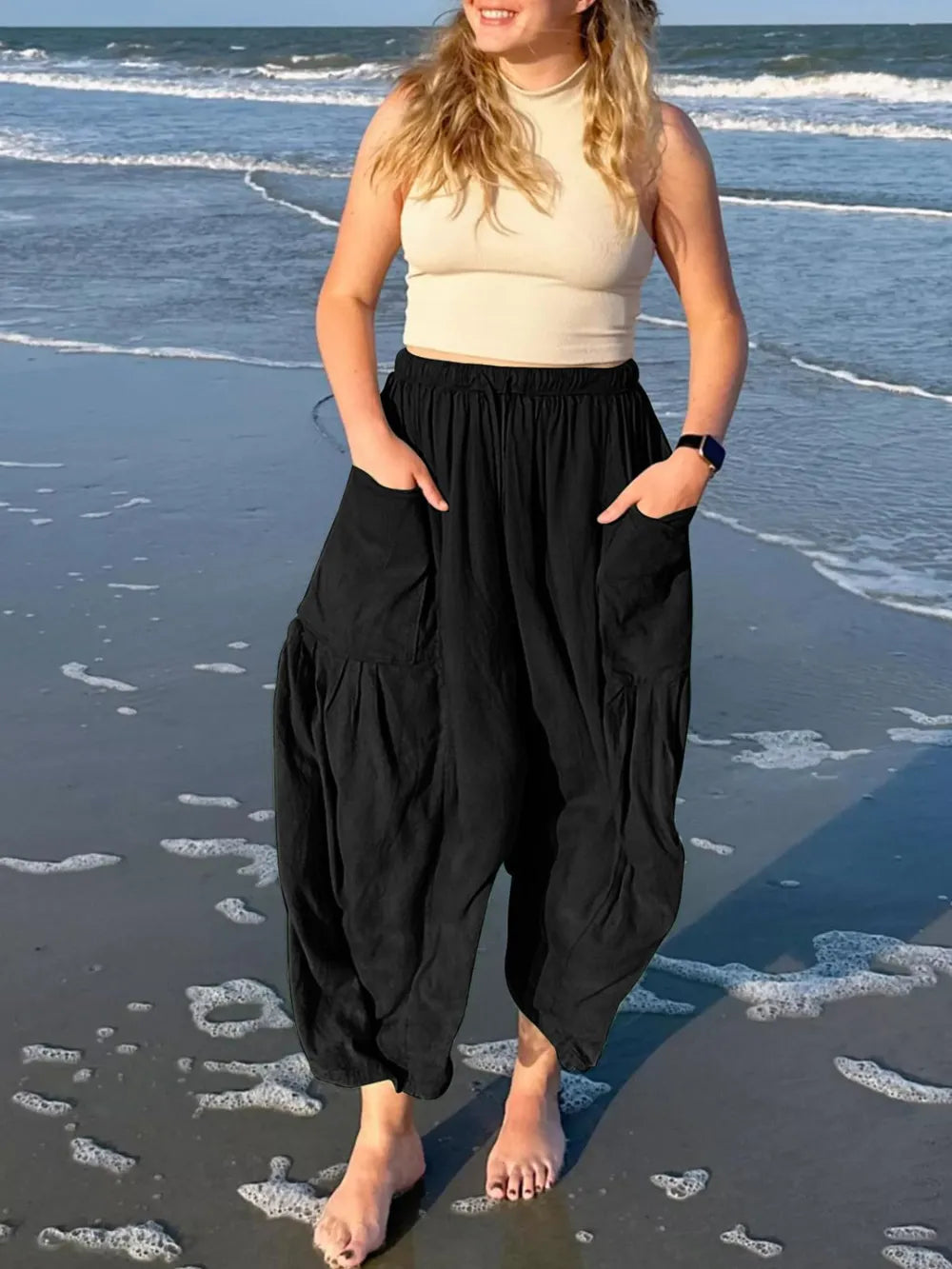 Full Size Drawstring Pants with Pockets Plus Size.