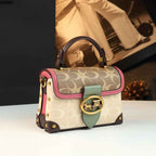 Leather Small Square Bag for Women, Fashionable Magenta Color, Handheld Mini Bag, Elegant and Stylish, Shoulder Crossbody Bag