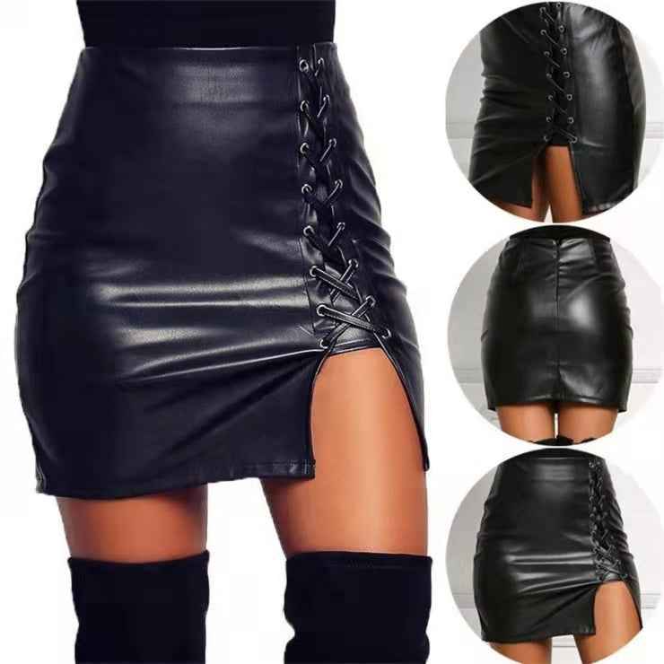 Strap high waisted split skirt for women