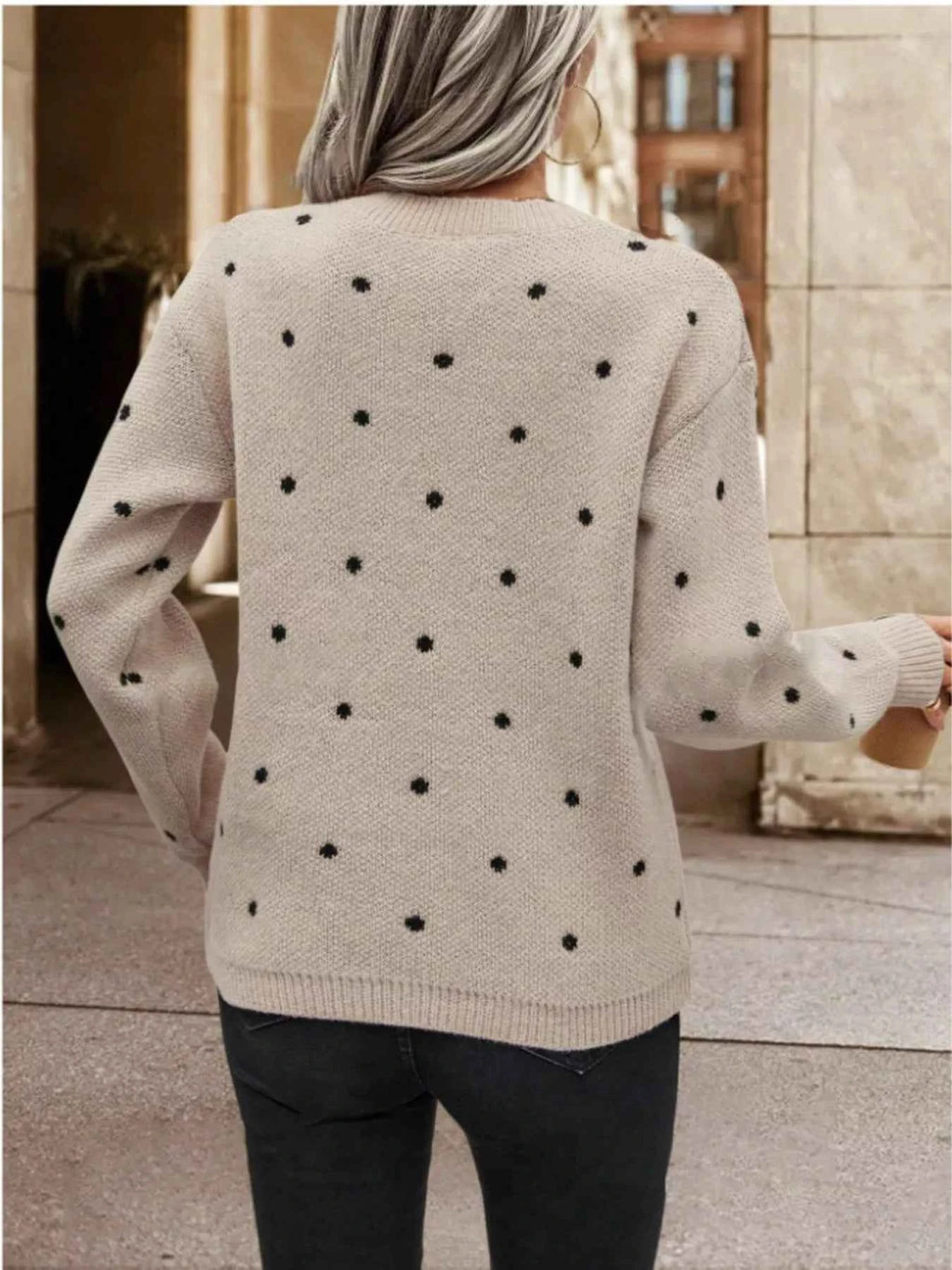 Polka Dot Long Sleeve Sweater