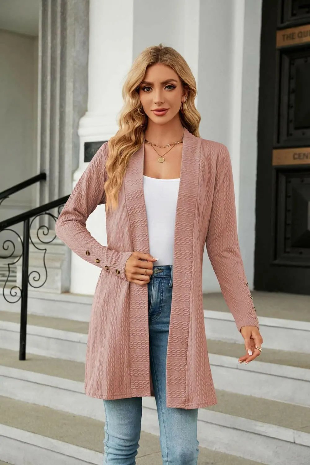 Long Sleeve Open Front Cardigan.