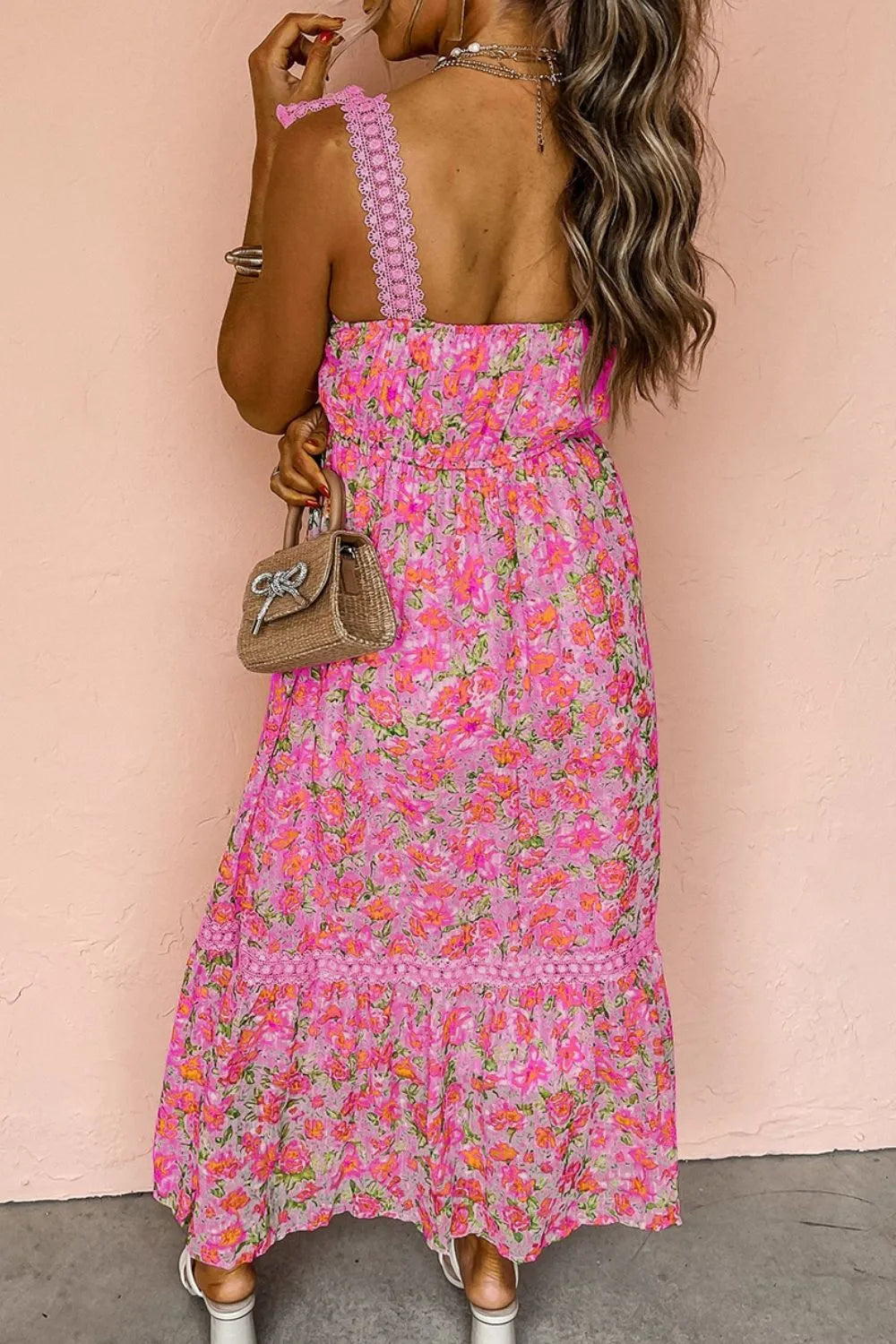 Floral shoulder strap Maxi Dress.