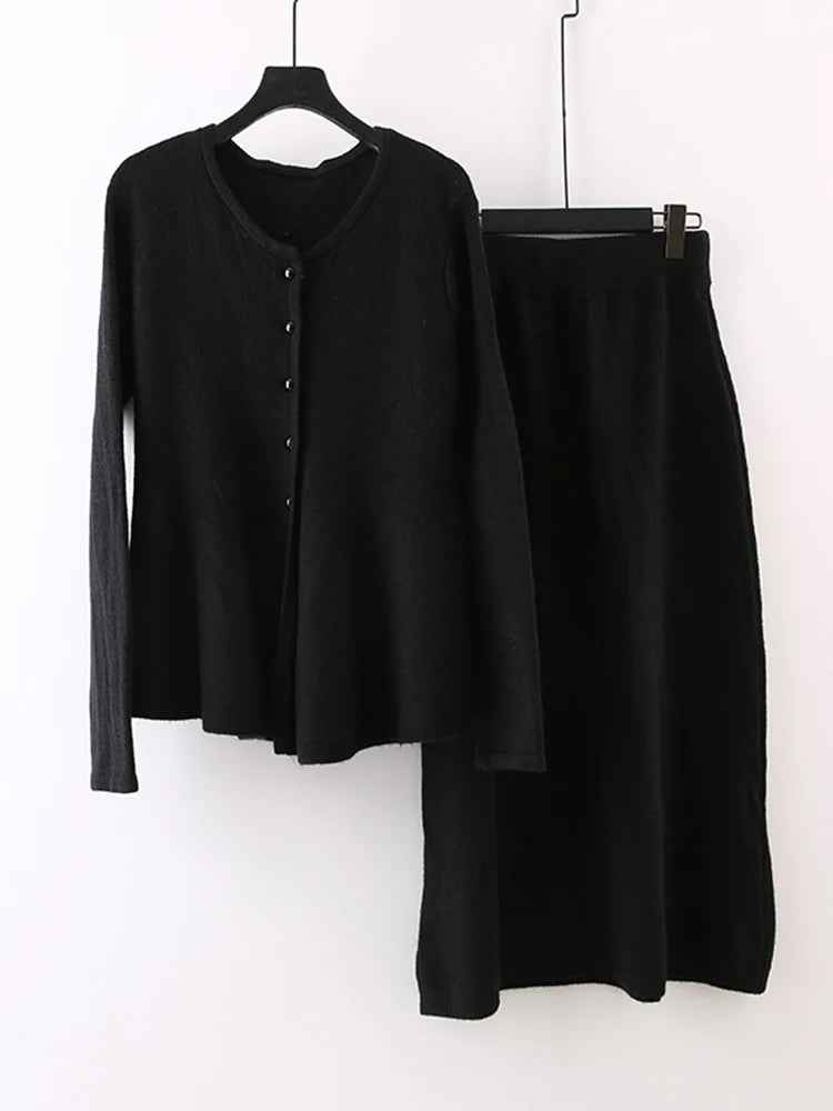 Popular Salt Series Light Mature High Grade Red Fragrant Knitted Shirt with Skirt Two Piece Set