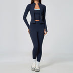 Fitness Wear Set Women's Slim Fit Quick-Dry Breathable 3-Piece Workout Outfit Open Front Yoga Suit