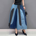 Fashion Casual Patchwork Elastic Waist Wide Leg Pants Ankle Length Pants Trendy Women Pants eprolo
